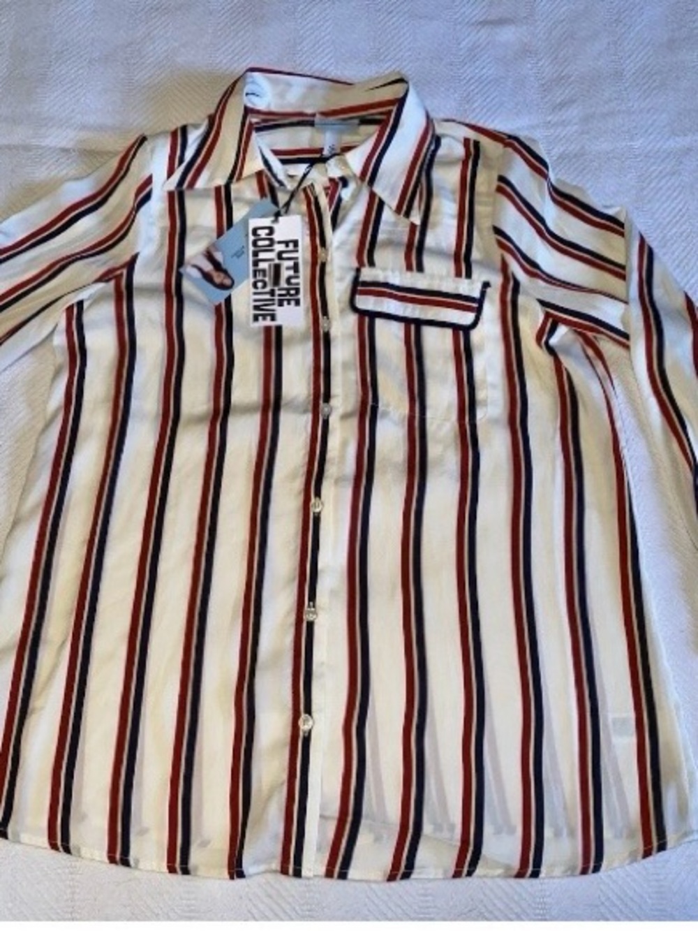 NEW Future Collective Reese Blutstein Women's Satin Shirt Top Black Red White J6